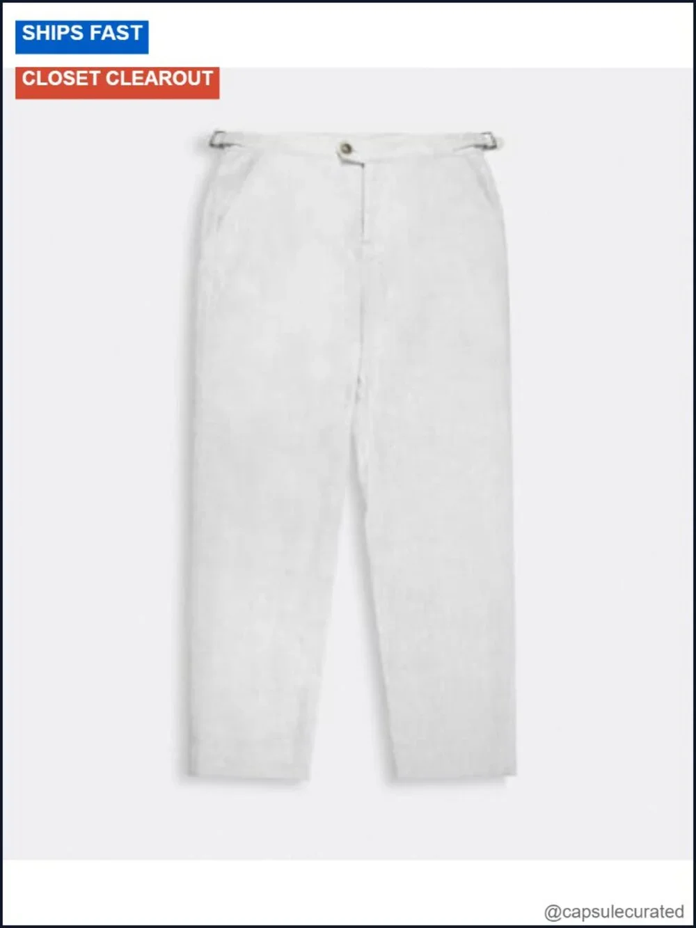 Men's 100% Linen Pants Adjustable Side Tabs Tapered Leg Casual Office Travel